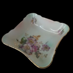 Vintage Schumann Arzberg Germany Wild Rose Square Candy Nut Trinket Dish Bowl